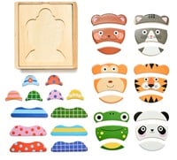Kikkerland Animal Mix Up! Wooden Puzzle-2