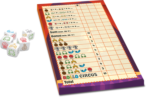 Asmodee dobbelspel Rollo Circus - Yahtzee variant - familiespel-3