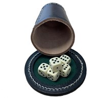 Engelhart Games pokerbeker zwart leder met dobbelstenen 16mm - speelplezier-2