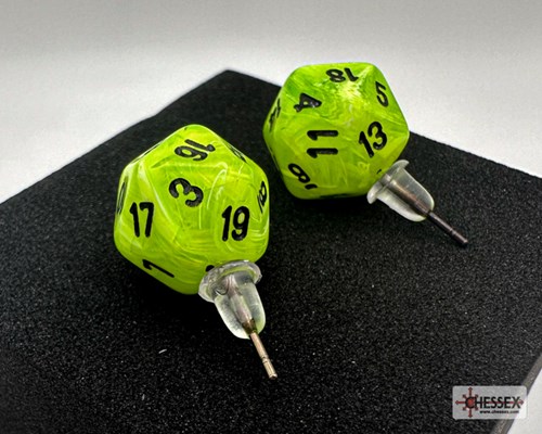 Chessex speelgoed oorbellen Vortex Bright Green mini poly D20-2