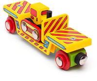 BigJigs houten dieplader wagon met bulldozer speelgoedtrein-3