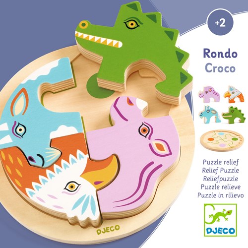Djeco PUZZLES BOIS - PUZZLES RELIEF Rondo Croco - FSC 100%