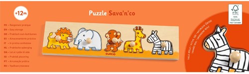 Djeco PUZZLES BOIS - PUZZLES GROS BOUTONS Sava'n'co - FSC 100%