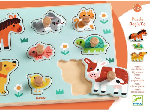 Djeco PUZZLES BOIS - PUZZLES GROS BOUTONS Dog'n'Co - FSC 100%