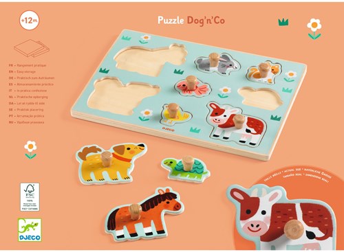 Djeco PUZZLES BOIS - PUZZLES GROS BOUTONS Dog'n'Co - FSC 100%