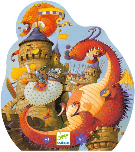 Djeco PUZZLES - PUZZLES SILHOUETTES Vaillant et les dragons - 54 pcs - FSC MIX