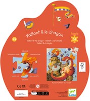 Djeco PUZZLES - PUZZLES SILHOUETTES Vaillant et les dragons - 54 pcs - FSC MIX