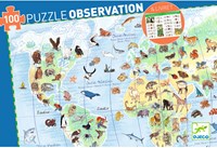 Djeco PUZZLES - PUZZLES OBSERVATION Animaux du monde 100pcs  +livret - FSC MIX