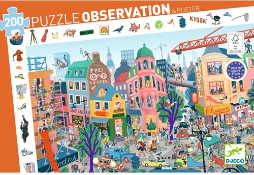Djeco PUZZLES - PUZZLES OBSERVATION La ville - 200pcs - FSC MIX