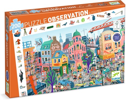 Djeco PUZZLES - PUZZLES OBSERVATION La ville - 200pcs - FSC MIX