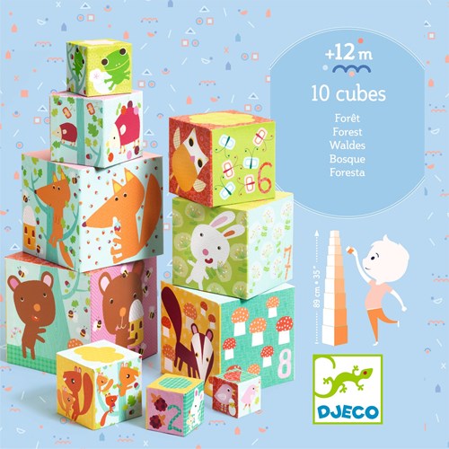 Djeco PREMIER ÂGE - BABY COULEURS 10 cubes Forêt - FSC MIX