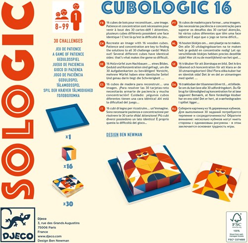 Djeco JEUX - SOLOGIC Cubologic 16 - FSC 100%