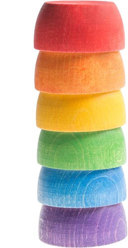 Grapat bols en bois couleurs arc-en-ciel - 6 pièces jouet ouvert-2