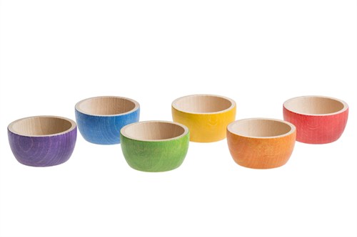 Grapat bols en bois couleurs arc-en-ciel - 6 pièces jouet ouvert-3