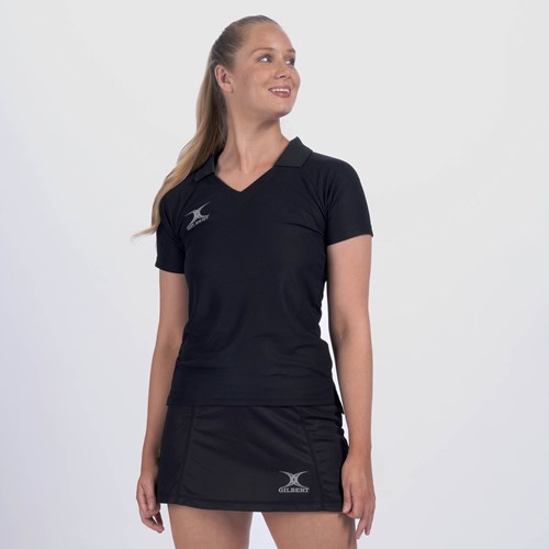 Gilbert maillot de netball filles vêtements de sport 11-12 ans noir-2