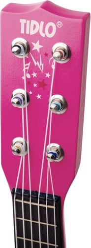 Tidlo guitare en bois rose fleurs jouet musical enfant-3