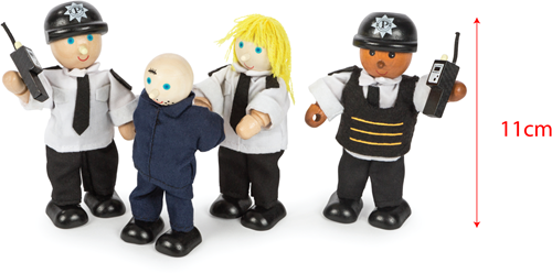 Tidlo politie speelfiguren set met boef - houten poppetjes-2