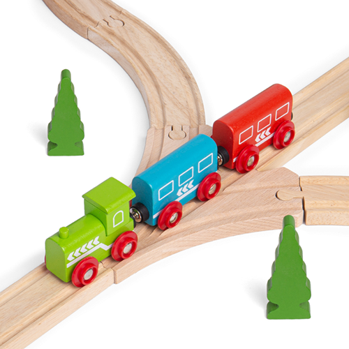 BigJigs houten treinrails 3-weg splitsing set - uitbreiding treinbaan-3