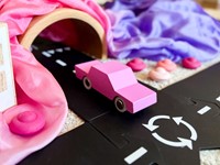 Waytoplay voiture jouet en bois - Back and Forth voiture rose-2
