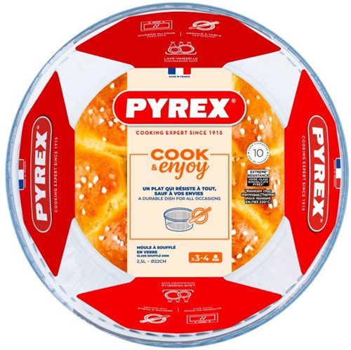 Pyrex moule à soufflé en verre 21 cm transparent plat à four-3