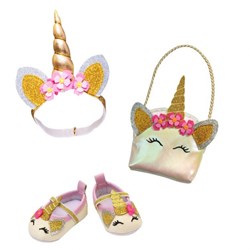 Heless poppen accessoires eenhoorn set - glitter ballerina's en tas 38-45cm
