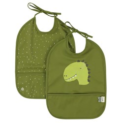 Trixie slabbetje afwasbaar 2-pack - Mr. Dino - waterdicht - groen - verstelbaar