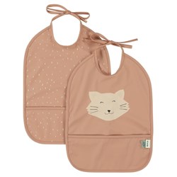 Trixie afwasbare slabbetjes set - waterdicht slabbetje Mrs. Cat 2-pack roze