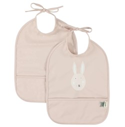 Trixie slabbetje waterdicht 2-pack Mrs. Rabbit - baby slab met opvangbakje roze
