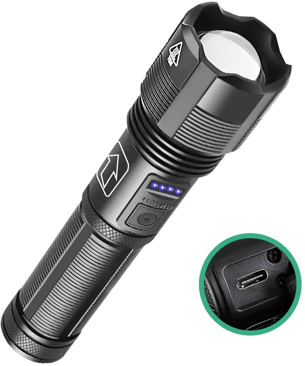 Lampe de poche LED brillante - 5 modes - rechargeable par USB - batterie  rechargeable incluse - batterie AAA de