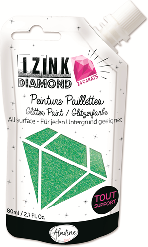 Aladine glitterverf Izink Diamond 24 karaat 80 ml pastelgroen knutselverf