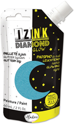 Aladine glitterverf Izink Diamond Glow 60 ml blauw glow in the dark