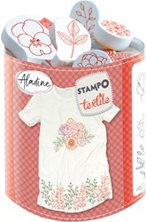 Aladine Aladine Stampo Stempel Set Textiel Bloemen en Bladeren 19 stuks