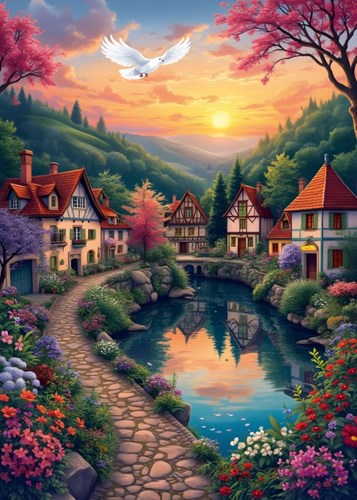 Alipson Puzzle The Village by the Lake -  Teile
