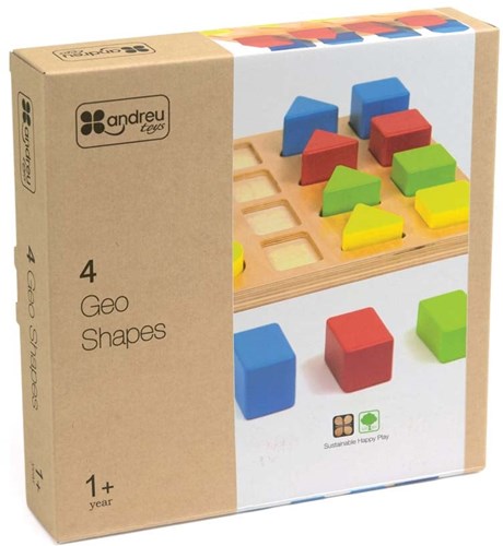 Andreu Toys ANDREU - 4 geo vormen puzzel (16+1 stuks)