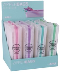 APLI Kids trousse zipperbag stylos transparent pastel PVC résistant