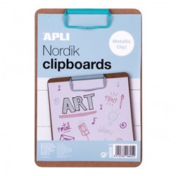 APLI Kids klembord hout A5 blauw - stevig schrijfplankje voor kinderen
