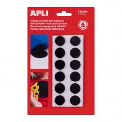 APLI Kids klittenband rond zelfklevend zwart 19 mm - 12 stuks