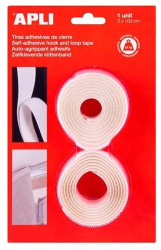 APLI Kids bande auto-agrippante blanche - matériau de fixation autocollant 2 x 100 cm