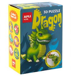 APLI Kids puzzle dragons bleu - jouet éducatif en carton