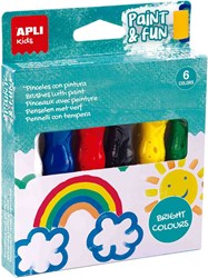 APLI Kids tubes de peinture avec pinceau - gouache set 6 couleurs - peinture enfant