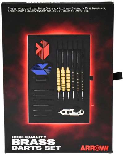 Arrow180 Brass Darts Set - 22g dartpijlen set met accessoires