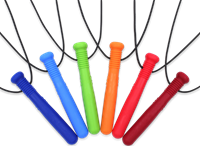 ARK Therapeutic collier jouet à mâcher rouge pour enfants Lange, gladde kauwketting in honkbalknuppelvorm, geschikt voor stevige kauwers.-2