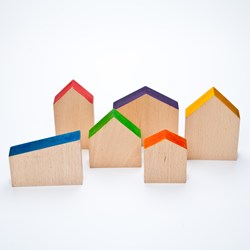 Grapat maisons en bois jouet - blocs de construction colorés pour jeu imaginatif