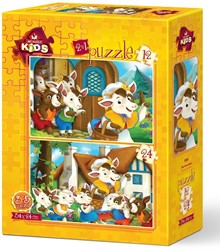 Art puzzel 2 puzzels - Cute Goats - 12 stukjes