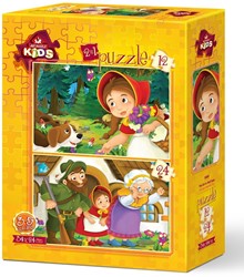 Art puzzel 2 puzzels - Red Riding Hood Girl - 12 stukjes