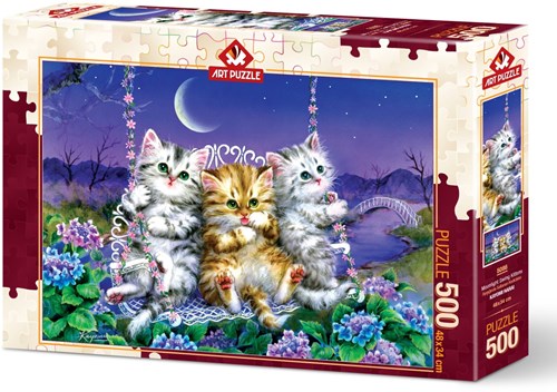 Art Puzzle legpuzzel Kittens swinging in the Moonlight - 500 stukjes-2