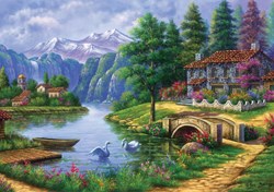 Art Puzzle legpuzzel Lake Village - 1500 stukjes landschap