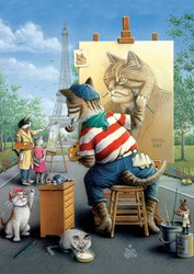 Art Puzzle puzzel Painter Cat - 500 stukjes schilderen katten
