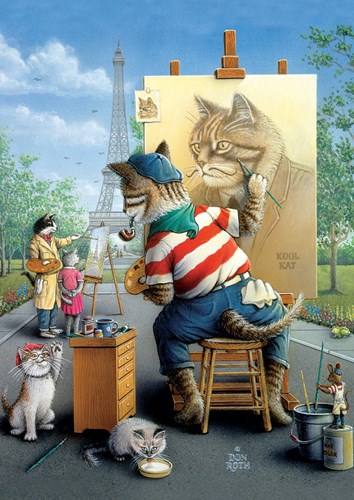 Art Puzzle puzzel Painter Cat - 500 stukjes schilderen katten
