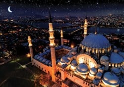 Art Puzzle legpuzzel Neon Blue Mosque 1000 stukjes puzzel
